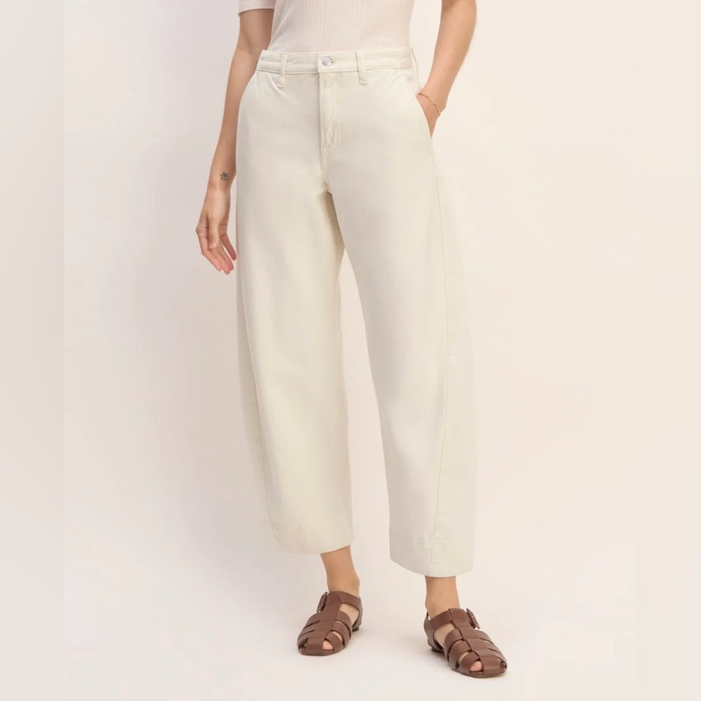 Everlane Way High Curve Cream barrel Wide Leg Jeans